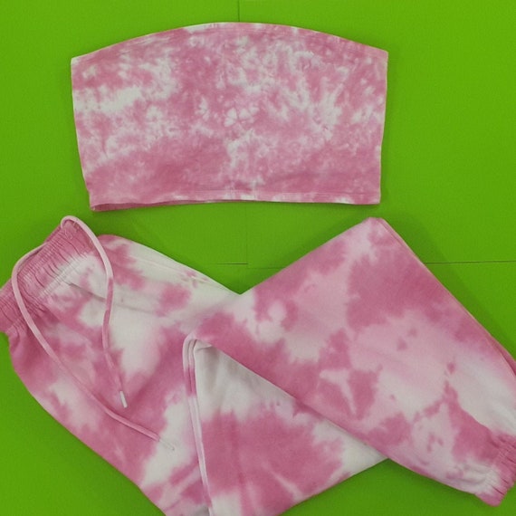 Pink Tie Dye Jogger Set With Sweatpants 