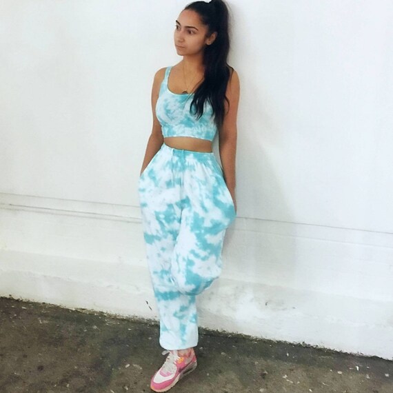 Tie Dye Jogger Set Crop Top and 