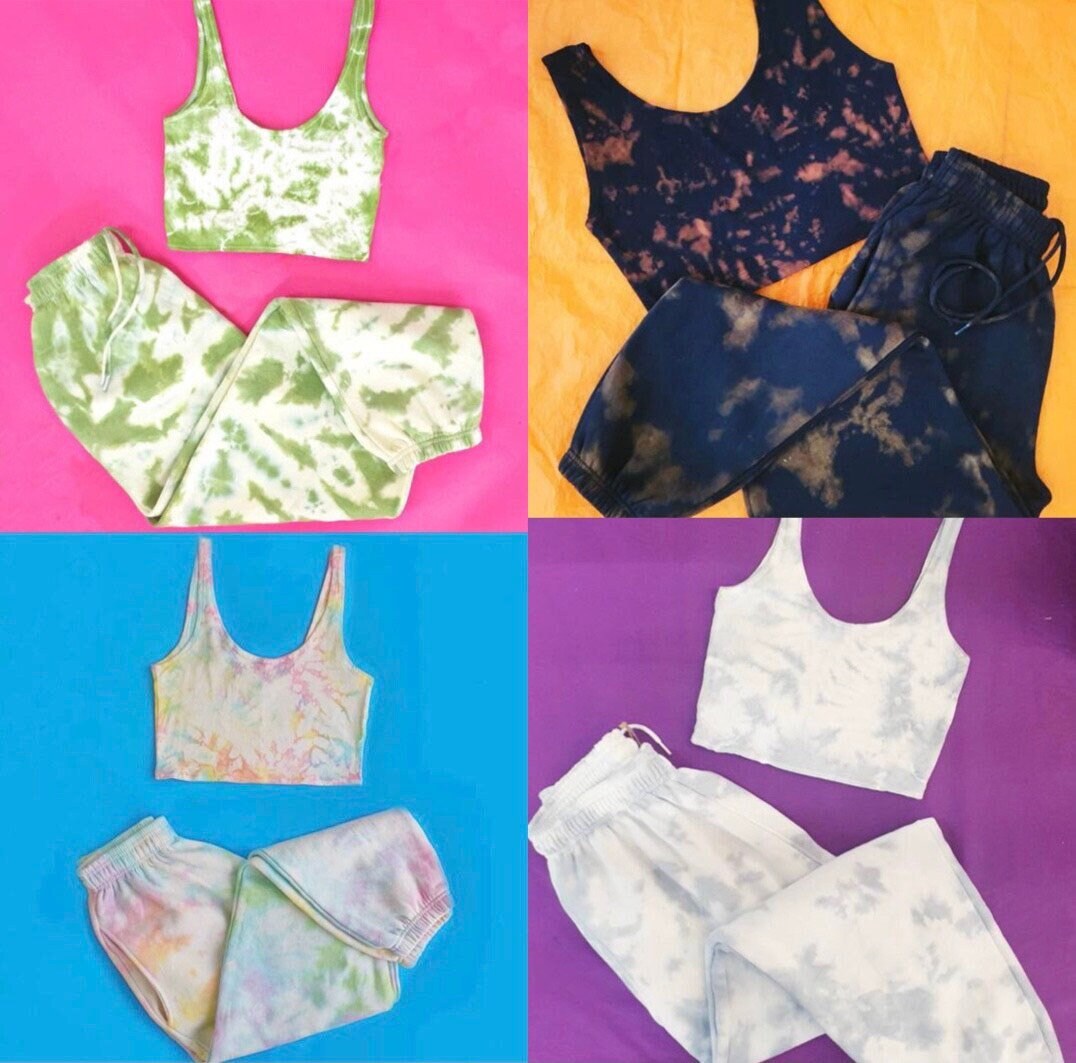 Tie Dye Jogger Set Crop Top and 