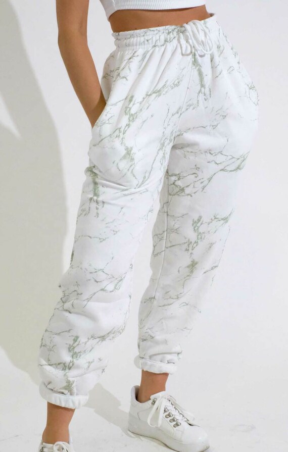 Sage Green Tie Dye Marble Joggers 