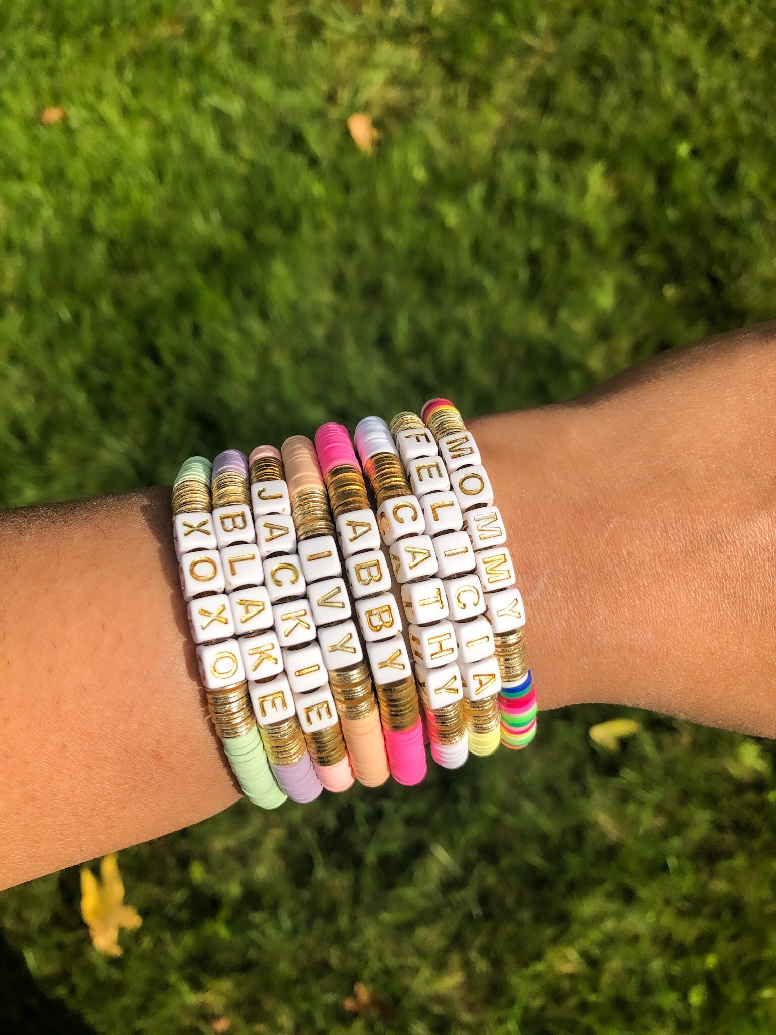 Custom Name Beaded Bracelet Heishi Beads Bracelet Beaded | Etsy
