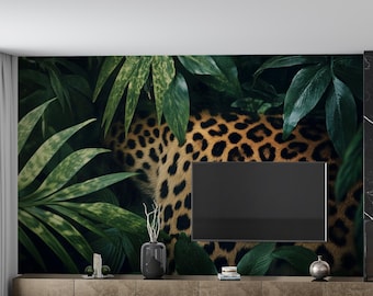 Leopard Jungle Peel and Stick Wallpaper Mural (Custom Size)