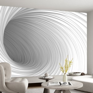 Art Wallpaper Illusion Wall Mural Peel and Stick Black & White Modern Decor Abstract Background Design Living Room Large  Wallpaper Decor