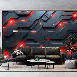 Tech Cyber Style Wallpaper Techno Wall Art Mural Hi Tech Technology ...
