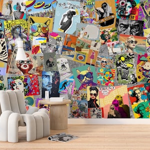 Pop Art Wallpaper Street Art Vintage & Wall Mural Retro Wall Art Fashion Peel and Stick Decor Home Original Wallpape