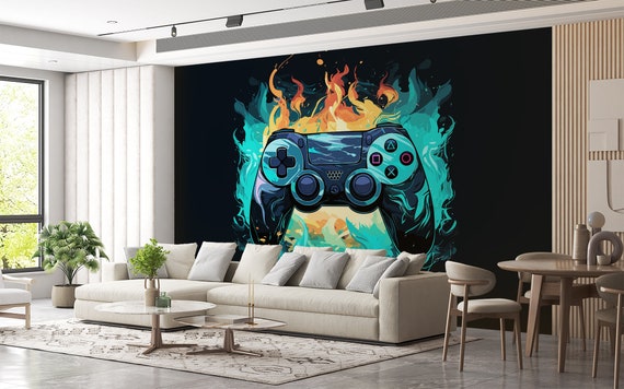 Carta da parati con joystick, murale per gamepad, stampa per bambini, decorazione da parete staccabile e adesiva, decorazione per la casa, sala giochi, stanza per adolescenti - Italia