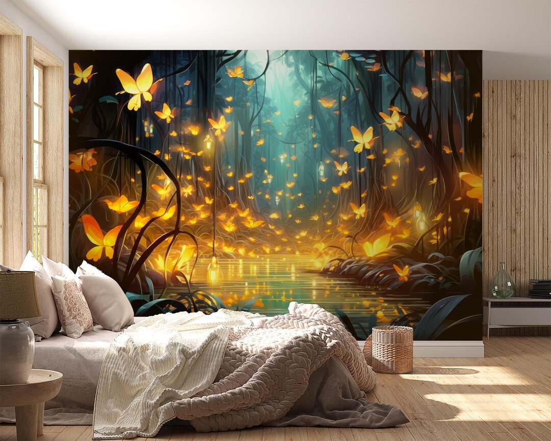 Magical Forest Wallpaper Wall Art Mural Nursery Enchanted Forest ...