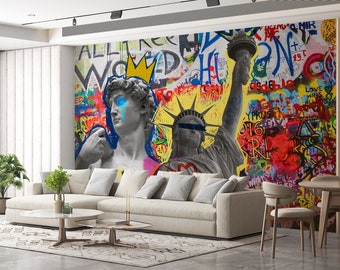 Graffiti Art Wallpaper Mural: Punk Rock Street Art, Custom Size