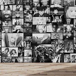 Anime Wallpaper Schwarz und Weiß Wandbild Anime Berühmte Manga Charaktere Ästhetische Comic Raumdekor Spiele Japanisch Schälen und Stick Spielzimmer
