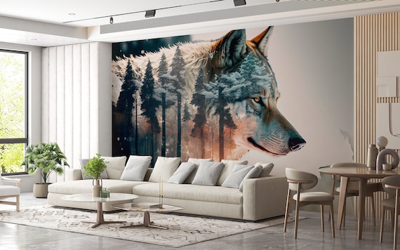 Placa De Pared Para Interruptor – Gris Salvaje Lobo Invierno Bosque – Arte Decorativo Para Hogar – Varias Habitaciones