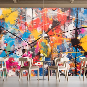 グラフィティ抽象壁画＆壁紙ストリートアートグラフィティアーバンリビングルームストリートポップアート剥がして貼る装飾ホームルーム