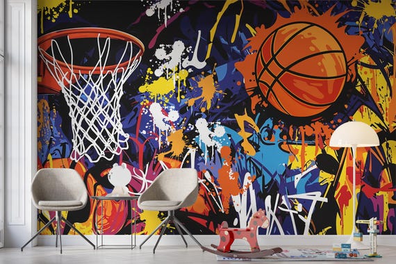 Adesivo da parete per giocatore di basket che salta Grande baskeplayer Dunk Shoot Ball Sport Wall Decal Sala giochi Adesivo da parete per giocatore di basket  15
