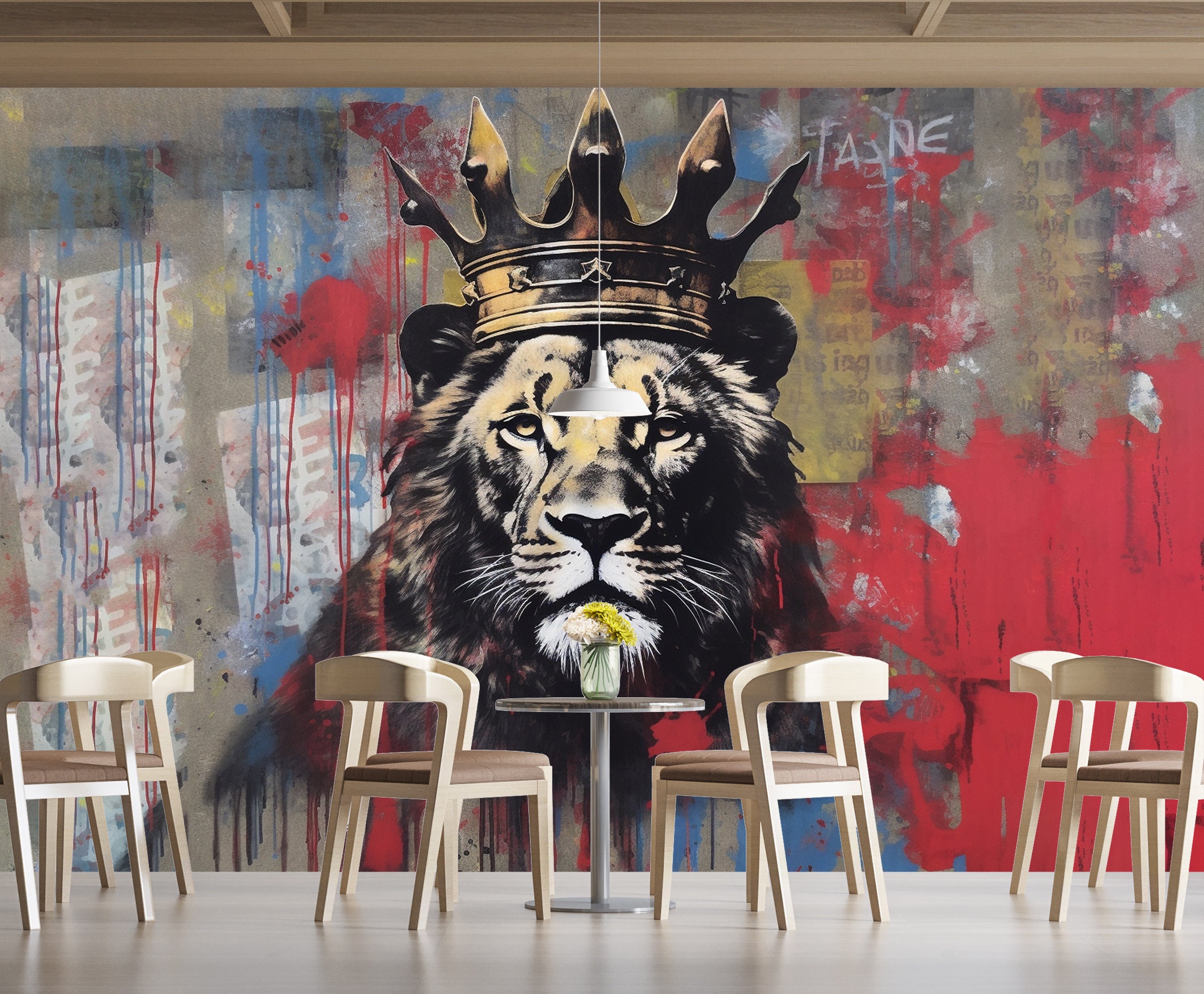 Lion King Graffiti Wallpaper Urban Street Art Wall Mural Accent Grunge ...