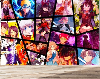 Anime-Collage-Wandbild: Japanische selbstklebende Kinderzimmerdekoration