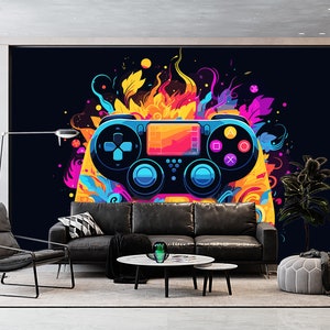 Game Controller Wallpaper & Wandkunst Wandbild Spielen Spiele Joyjoux Art Deco Tapete Jungen Teenagerzimmer Schälen und Stick Benutzerdefinierte Größe Videospiel