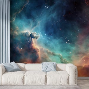 Space Wallpaper & Wall Mural Cosmic Astronomy Peel and Stick Universe Space Stars Wall Art Mural Decor Home Room Wallpaper