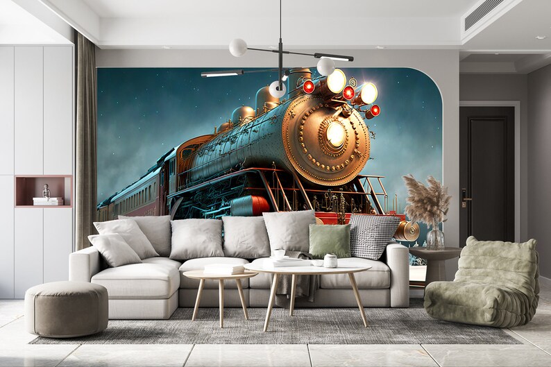 Polar Express Train Wall Art Mural Steam Engine & Wallpaper - Etsy