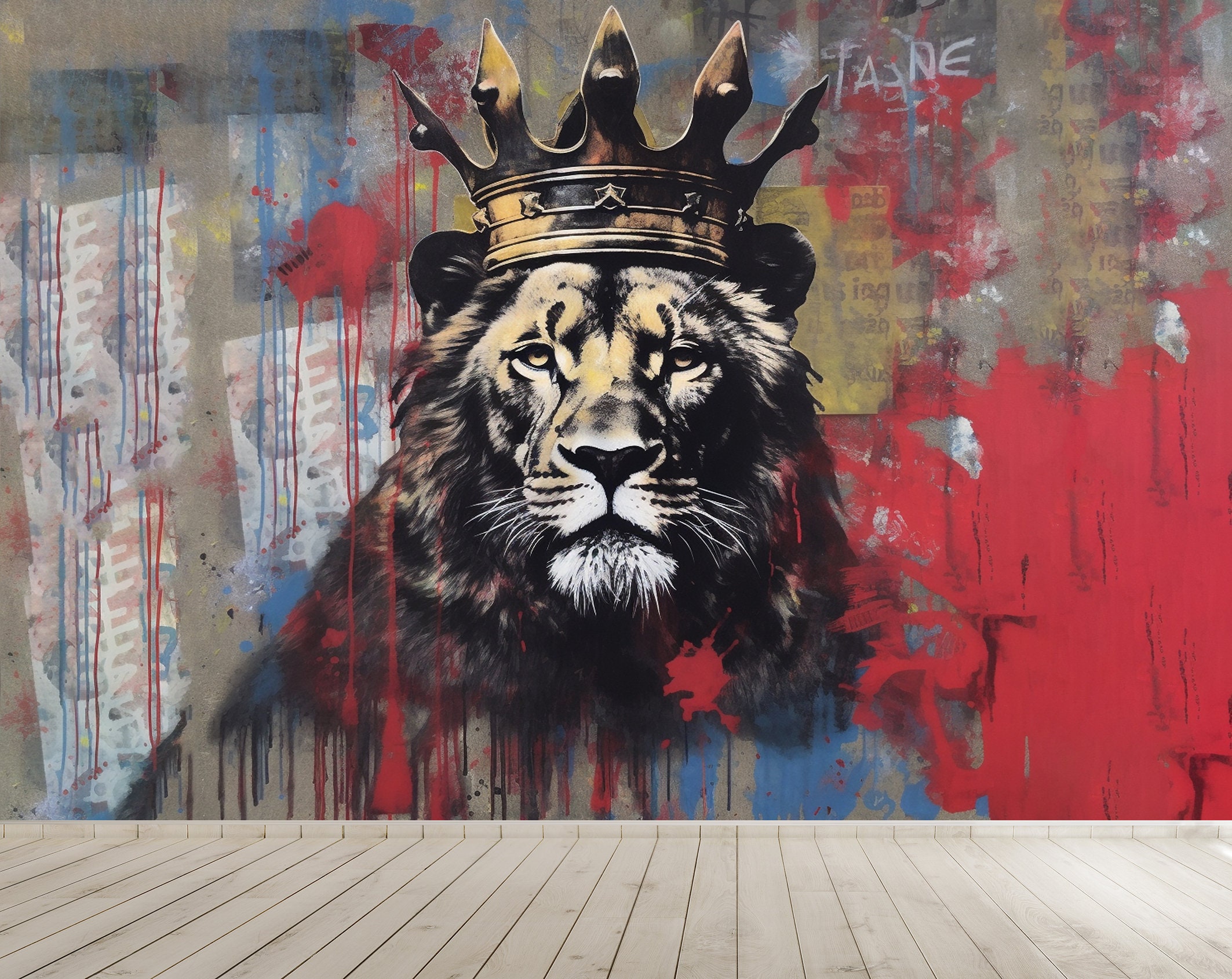 Lion King Graffiti Wallpaper Urban Street Art Wall Mural Accent Grunge ...