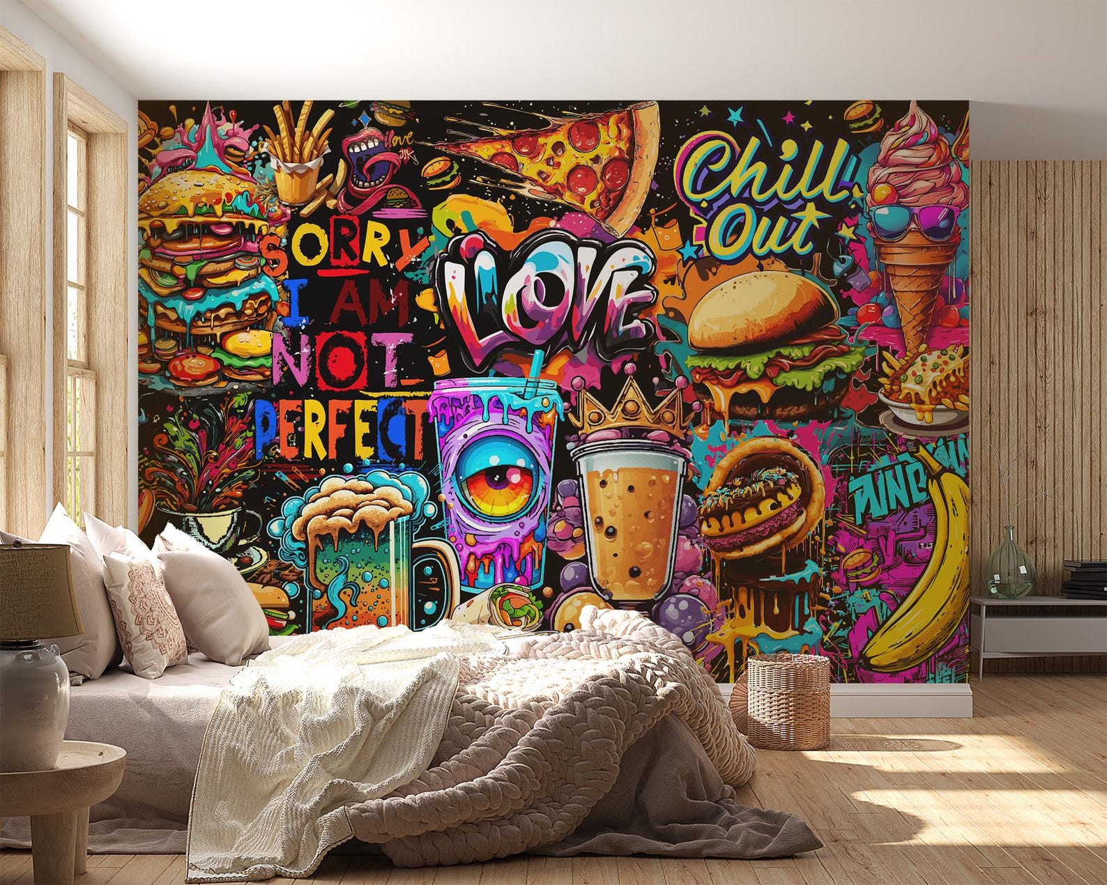 Street Food Art Wallpaper Graffiti Urban Street Art Wall Mural Food ...