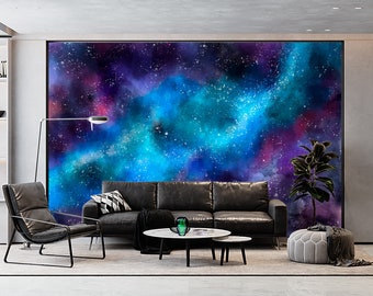 Nebula Galaxy Peel and Stick Wallpaper Mural – Cosmic Night Sky Wall Art