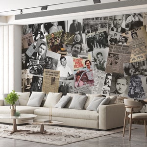 Creative Vintage Journal Wallpaper Newspaper Collage News & Self Adhesive  Wall Art Mural Modern Peel and Stick Decor -  Denmark