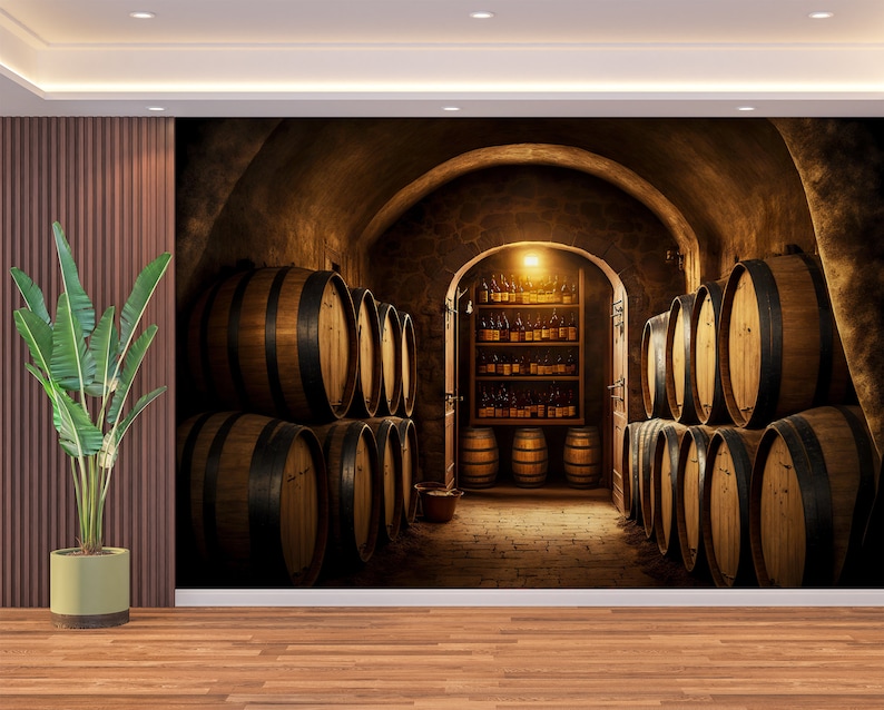 Winemaking Cellar & Wallpaper Wine Barrel Wall Art Mural Wine Cellar