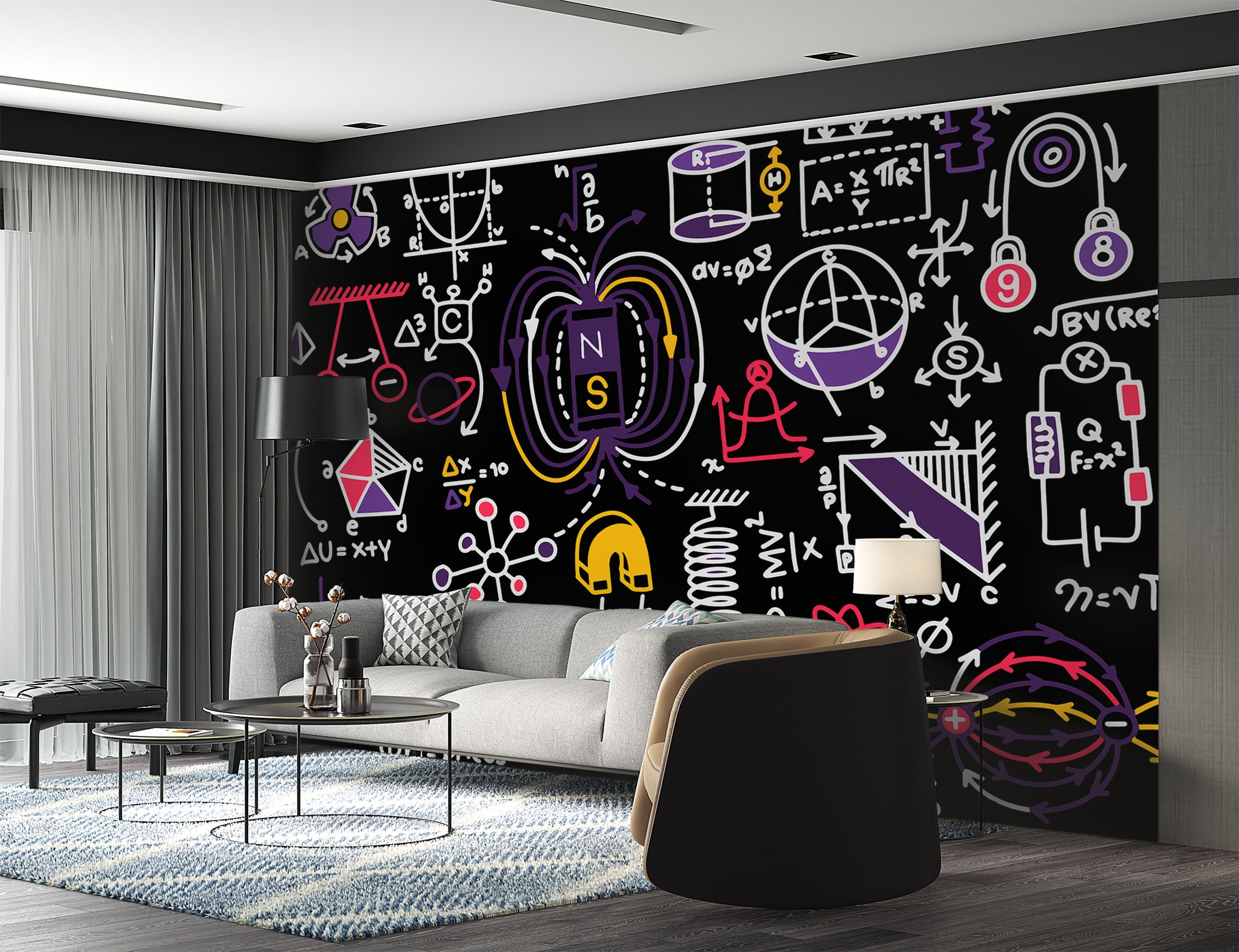 Physics Science Wallpaper Mural, School Education Peel and Stick Decor ...