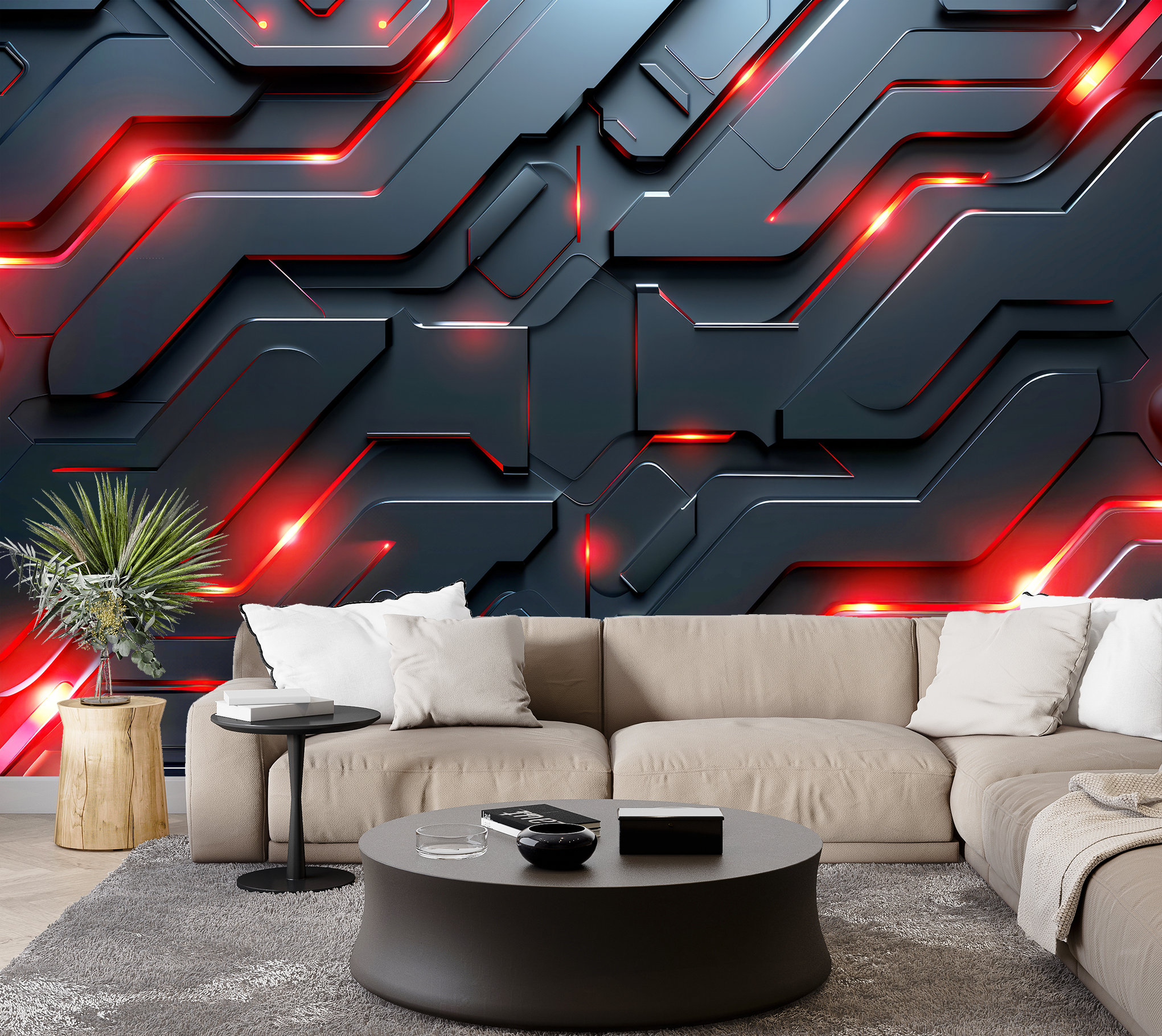 Tech Cyber Style Wallpaper Techno Wall Art Mural Hi Tech Technology ...