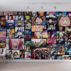 Anime Collage Wallpaper Famous Characters Anime Wall Mural Aesthetic Wall Room Decor Game Japanese Manga Peel and Stick Playroom Kids Mural