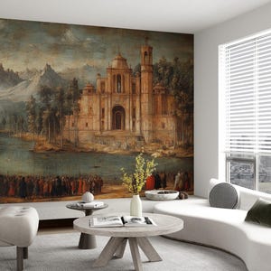 Vintage Wallpaper Landscape Painting 19th Century Rustic Vintage Retro Home Decor Victorian Classic Wallpaper