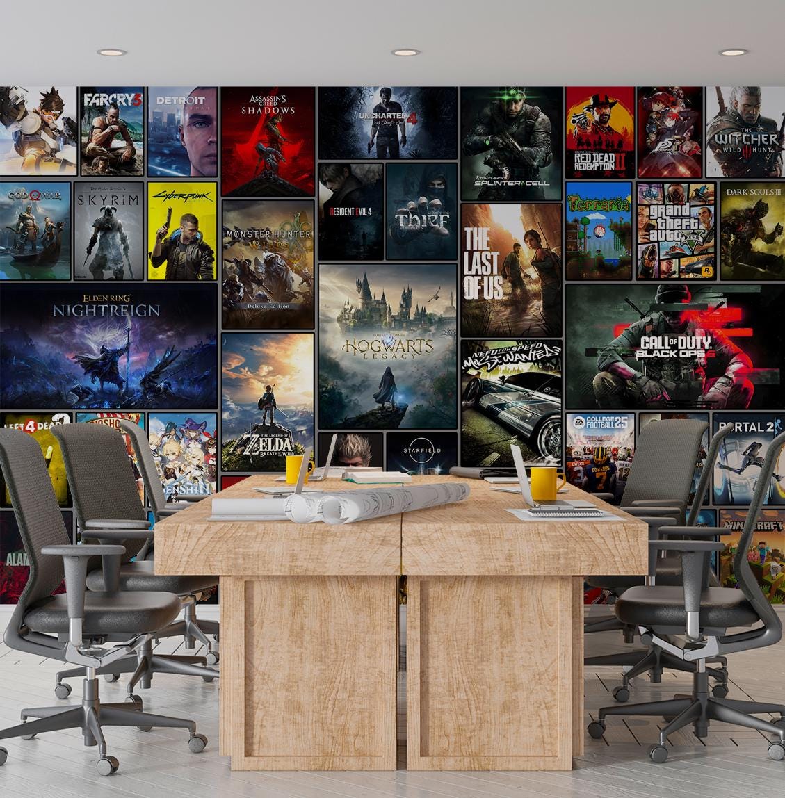 Game Collage Wall Mural Wallpaper Gaming Room Gamer Wall Art Popular ...