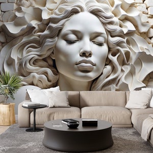 Statue Woman Wallpaper Ancient Woman Sculpture Wall Mural Room Peel and Stick Custom Size