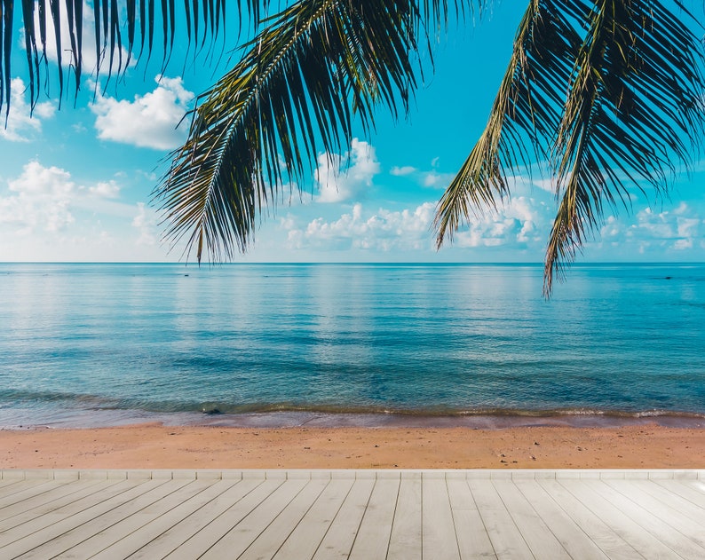 Tropical Beach Ocean Palm Wall Art Mural & Wallpaper Paradise Etsy