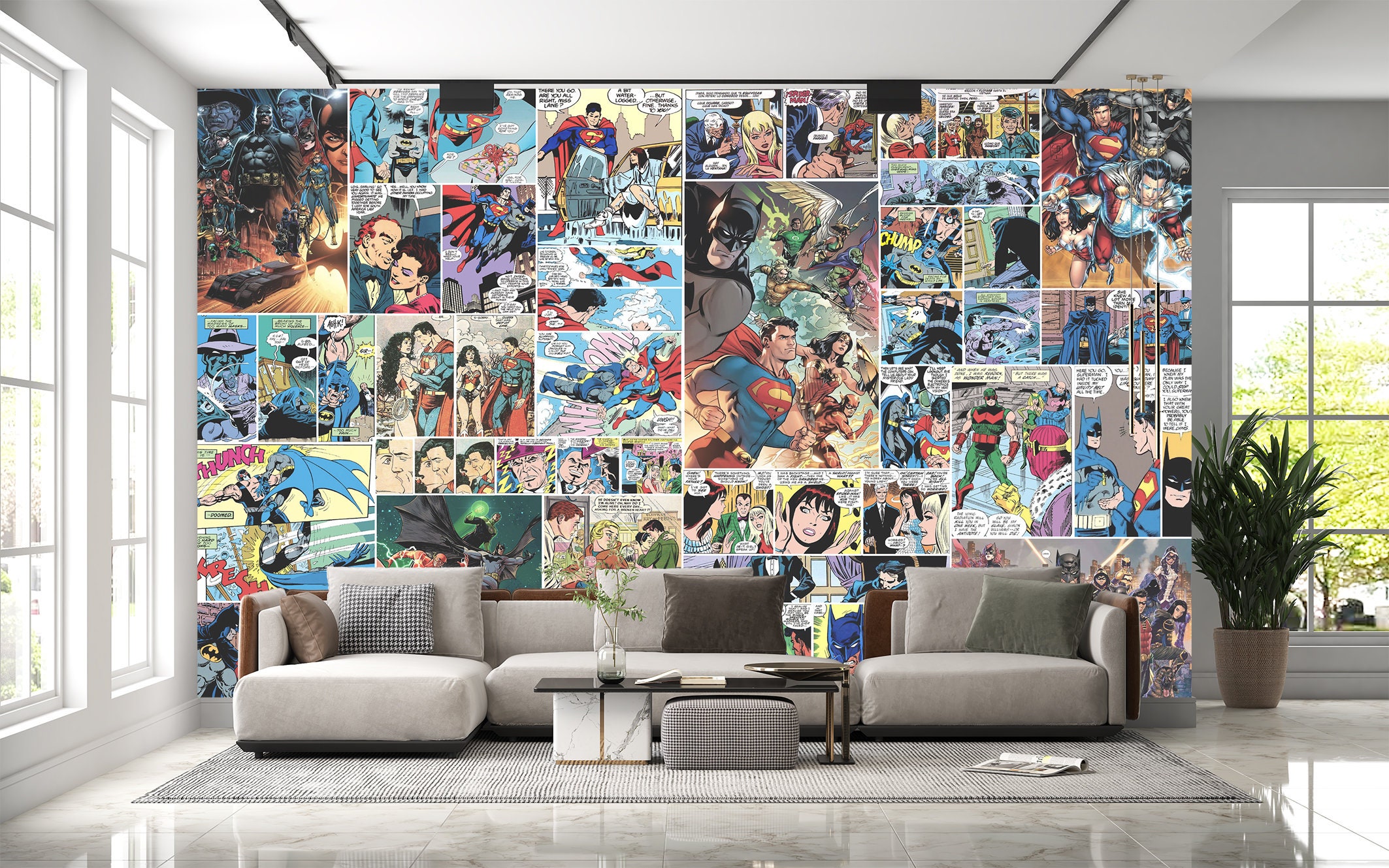 Adesivi Murali Decorativi Carta Da Parati Adesiva Murando - Fotomurale  Foresta 343x256 Cm Con 7 Strisce Carta Da Parati Rimovibile, image size:2126x1329