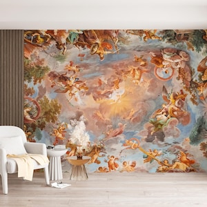 Renaissance Rome Wallpaper & Wall Mural Fresco Italy Holy Borghese Wall Art Mural Peel and Stick Decor For Home Ceiling Wallpaper