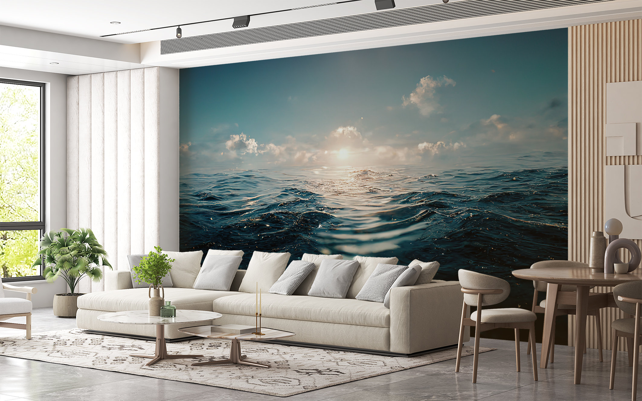 Blue Sea Wall Art Mural Ocean & Sea Abstract Wallpaper Etsy