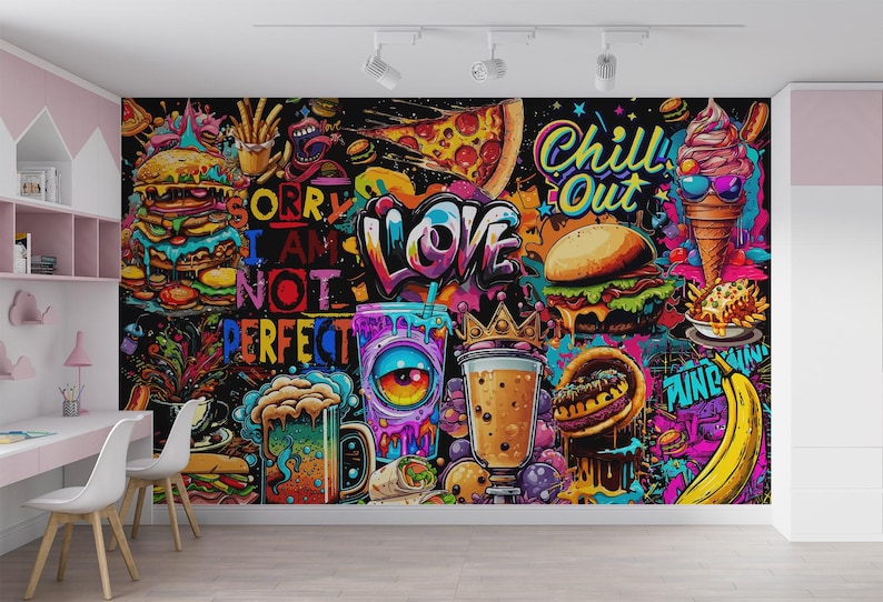Street Food Art Wallpaper Graffiti Urban Street Art Wall Mural Food ...