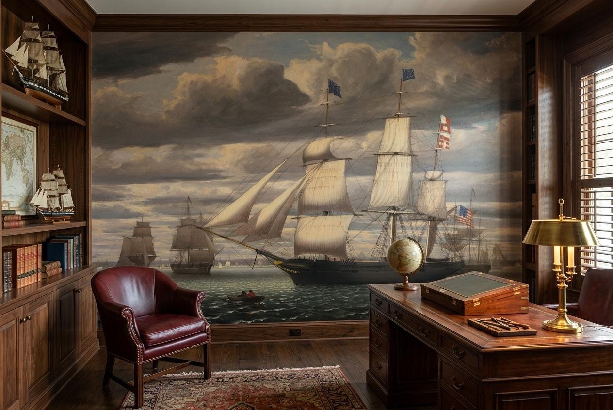 Fitz Henry Lane Southern Cross Boston Harbor Mural: 19th Century