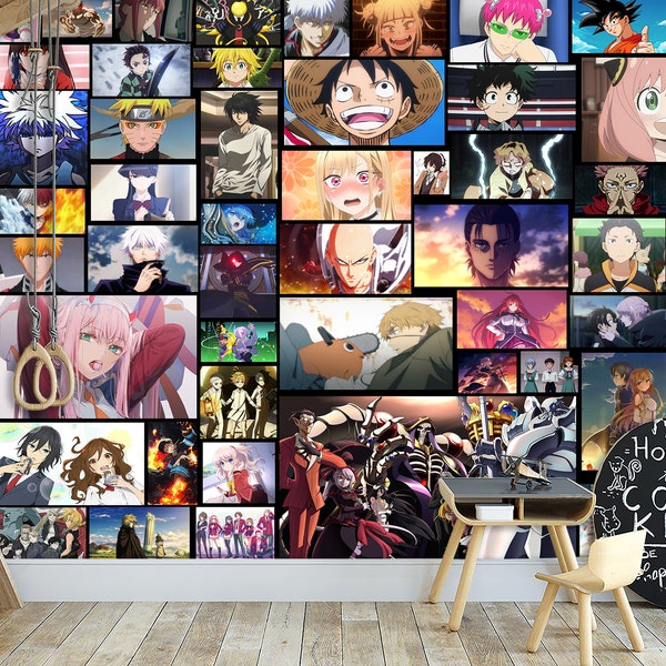 Famous Anime Characters Wall Mural & Wallpaper Anime Aesthetic Wall Collage Room Decor Game Japanese Manga Peel and Stick Playroom