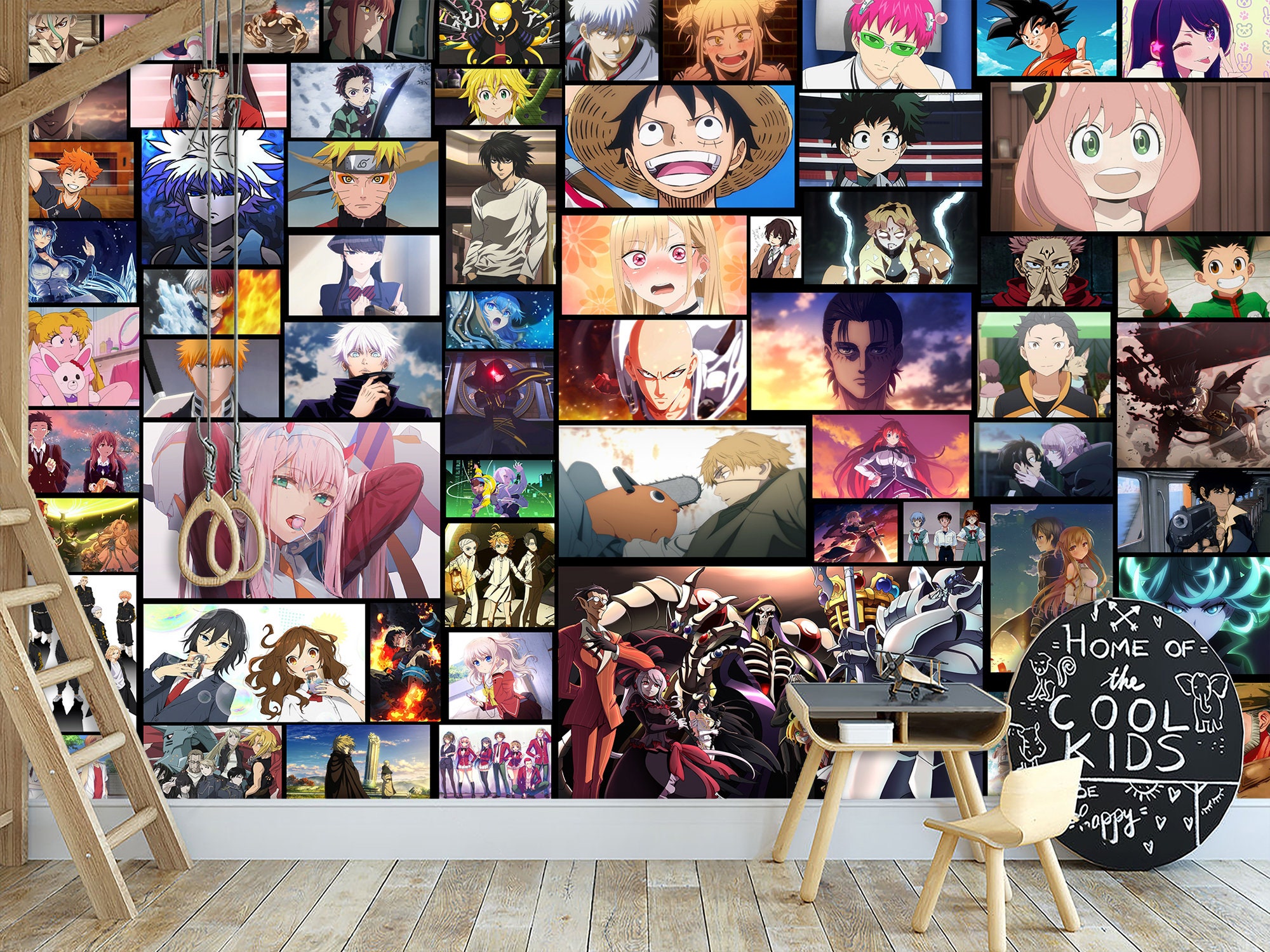 Anime Manga Wallpaper Woven Self-Adhesive Wall Mural Art Decal Home Decor  M296