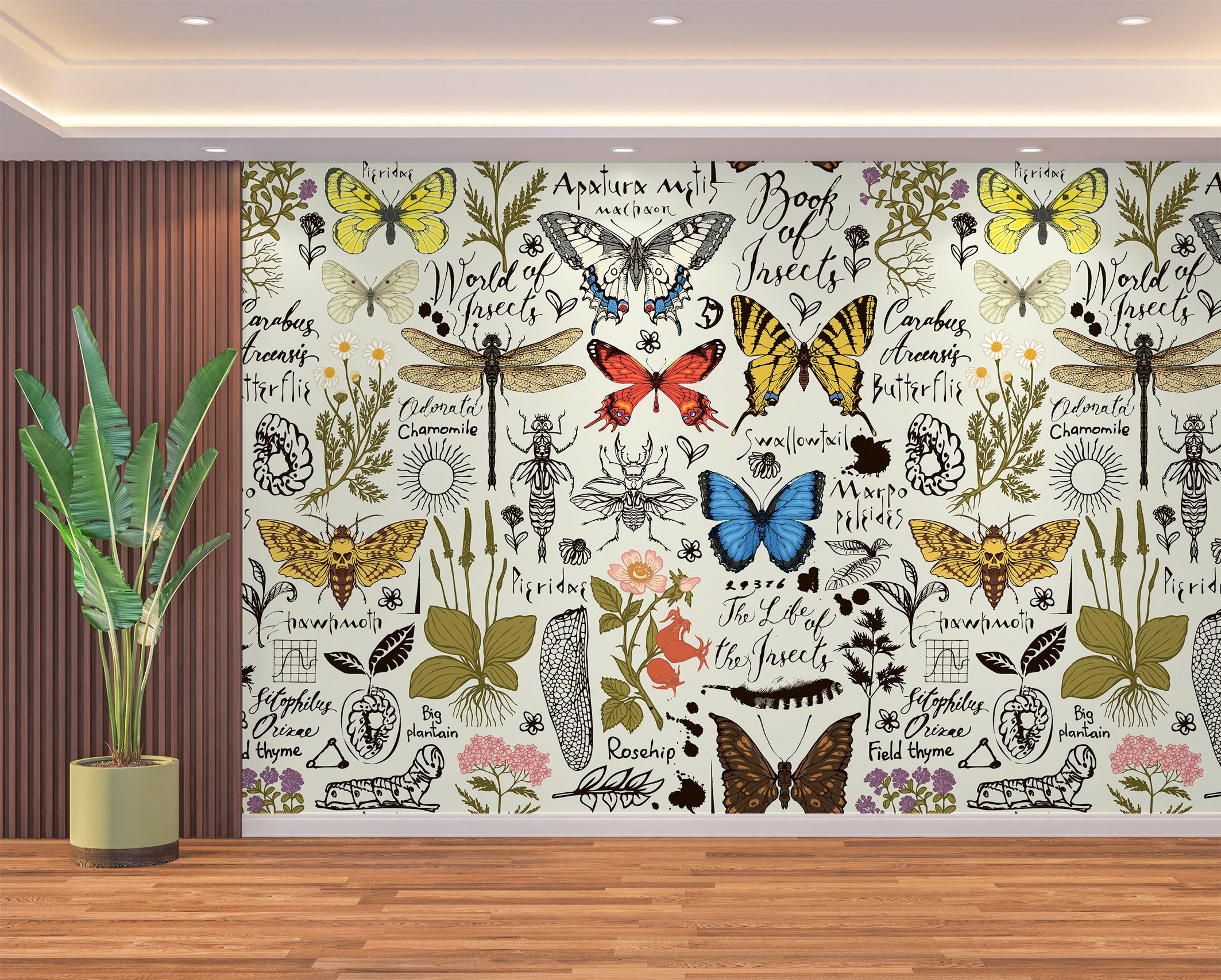 Butterfly Botanical Wallpaper & Nature Animals Wall Mural Floral