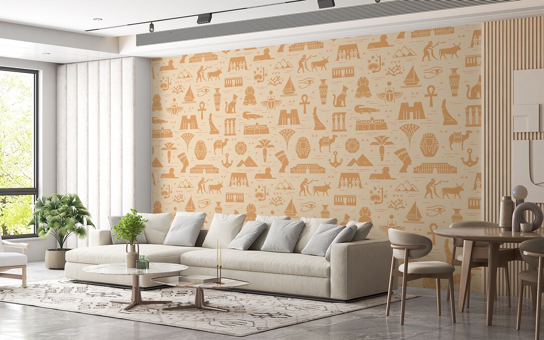 Egyptian Hieroglyphs Wallpaper & Ancient Egypt Wall Mural Retro Vintage ...