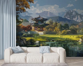 Mural de papel pintado Jardín Japonés, Paisaje Asiático Autoadhesivo