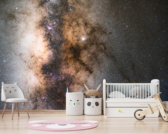 ギャラクシー壁紙壁画：夜空の星空、貼ってはがせる