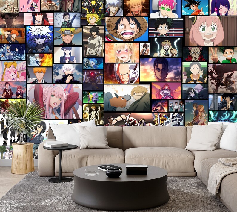 Famous Anime Characters Wall Mural& Wallpaper Anime Aesthetic - Etsy