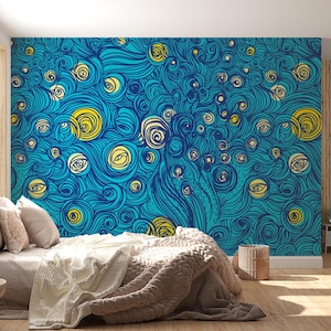 Starry Night Wallpaper Vincent Van Gogh Wall mural Classic Artwork Wallpaper Wall Art Mural Peel and Stick Living Room Decor Mural
