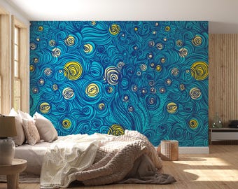 Starry Night Wallpaper Mural: Van Gogh, Peel and Stick Wall Art