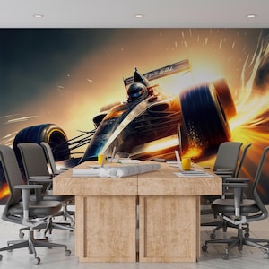 Mural de parede e papel de parede de corrida de Fórmula 1, descasque e cole, motivação, decoração de arte infantil, decoração de parede, sala de estar, mural de sala de jogos de Fórmula 1