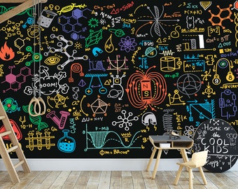 Science Wallpaper & Experiments Physics Wall Mural Education Chemistry Wallpaper School Peel and Stick Kids Self Adhesive Mural