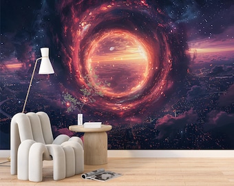 Fantasy Portal Wall Mural Magical Galaxy Black Hole Wallpaper for